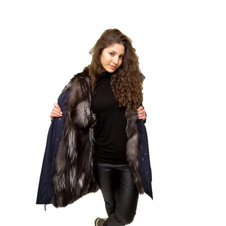 Gümüş tilki kürklü parka