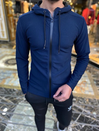 Жаккардовая стеганая ткань, молния по всей длине, толстовка / пуловер / толстовки с капюшоном