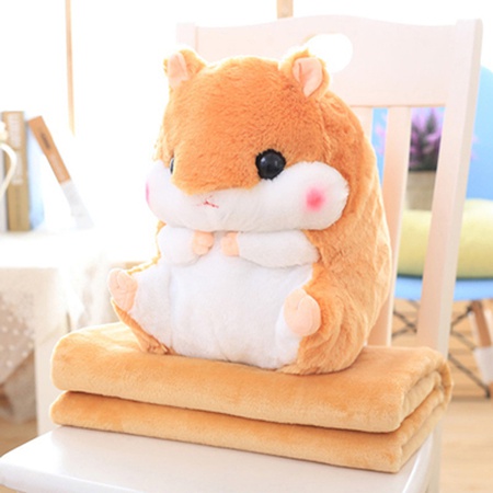 Мягкая игрушка подушка хомяк 3 в 1 с пледом внутри