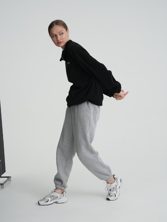 Свитшот поло оверсайз на молнии  теплый