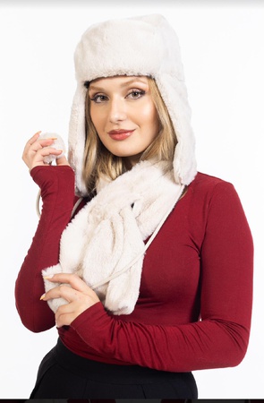 Peluş Pilot Şapka ve Eşarp Seti