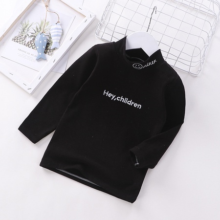 Детская нижняя рубашка I’m happy с длинным рукавом, теплая осенне-зимняя новая детская футболка с высоким воротником, детская одинарная куртка, детская одежда