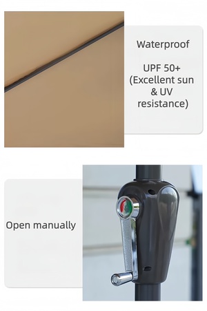 Central Pole Beach Umbrella – 2.7m German Woven Fabric, Rotating Lift – OEM Wholesale