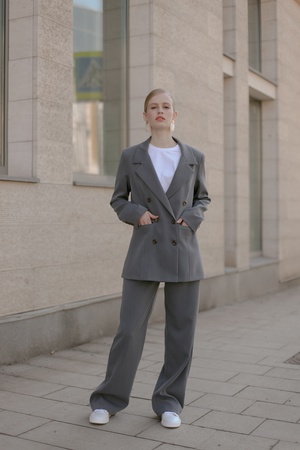 Брюки на высокой талии широкие '20