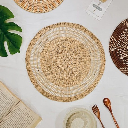 Экологичные тканые салфетки из морской травы/подставка  ручной работы. Вьетнамская круглая салфетка