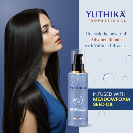 Yuthika Hair Oil - UltraCare Treatment 100ml for Dry, Damaged & Frizzy Hair - Light, Non-Sticky Oil for All Hair Types