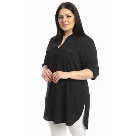 Büyük Beden Klasik Krep Gömlek