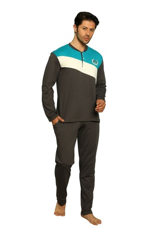 ERKEK PİJAMA TAKIMI - %100 PAMUK - UZUN KOL - DÜĞMELİ