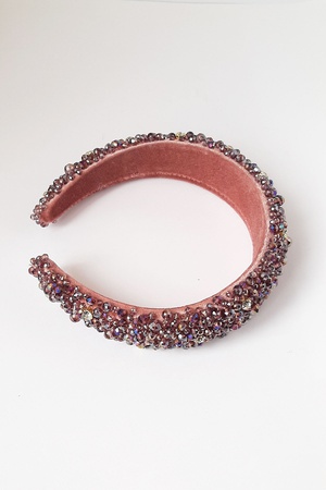 Бижутерия ручной работы из кристаллов и бархатной короны сиреневого цвета с блестящими камнями