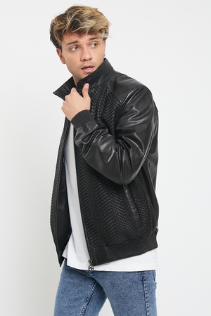 Кожаная куртка мужская - Regular Fit