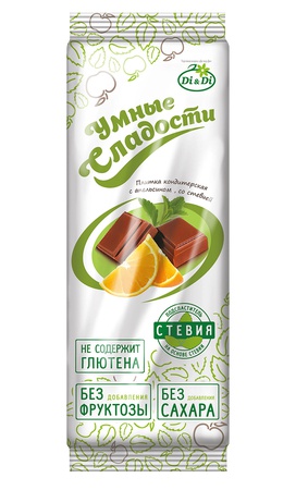 Плитка кондитерская «Умные сладости» с апельсином, с миндалем, с шоколадом, с фундуком  90г