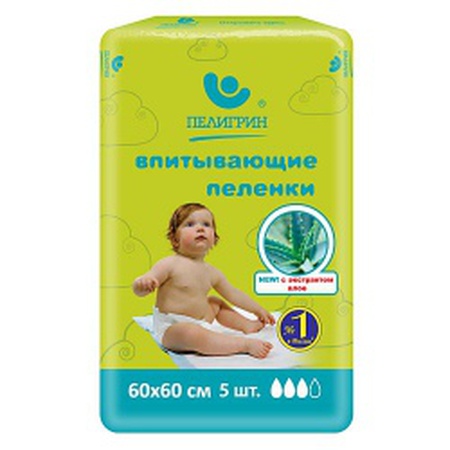 Пелёнки впитывающие с экстрактом алое, 60х60 см