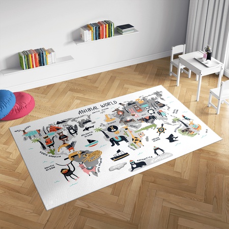 Dijital Baskılı Kaymaz Taban Yıkanabilir Tay Tüyü Kumaş Çocuk Odası Halısı-658250038399