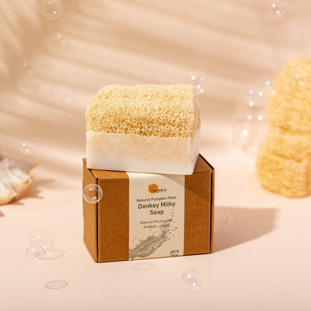 Натуральное мыло «Ослиное молоко» с тыквенными волокнами 150 грамм (100% натуральное)