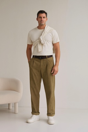 Мужские брюки прямого кроя из хлопковой ткани