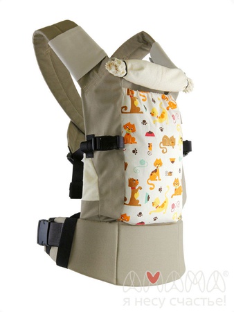 Слинг-рюкзак Легкий, кошечки на бежевом