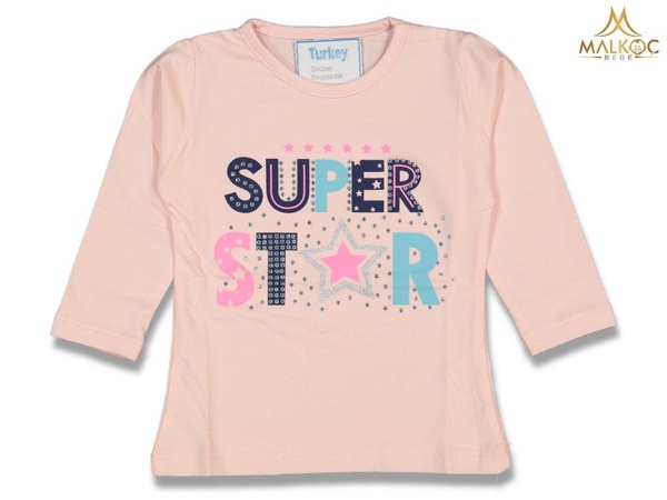 DİFA 7120-KIZ 1/4 YAŞ SÜPERSTAR BASKI UZUNKOL BADİ