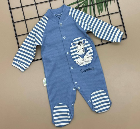 3-6/6-9/9-12 month Düğmeli ve Desenli Aylık Tulum