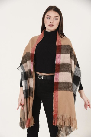 Двусторонняя шаль в клетку 70х200см, акрил