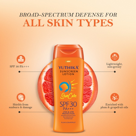 Yuthika Sunscreen Lotion SPF 30 PA+++ UVA & UVB Protection 300ml