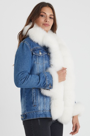 Denim Coat - Front, sleeve and collars fox fur