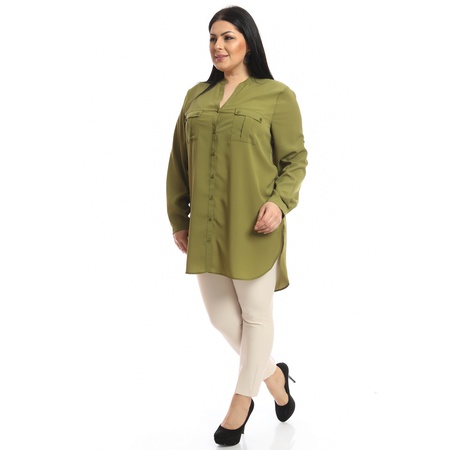 Büyük Beden Klasik Krep Gömlek