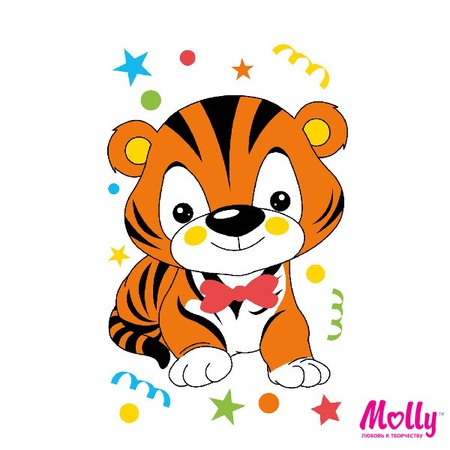 Раскраска по номерам Тигренок на празднике