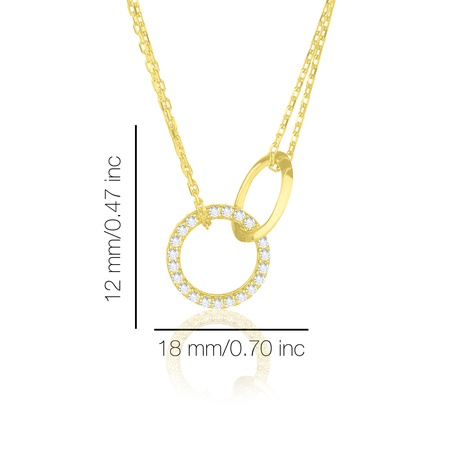 Even & Pétra 14 Ayar Altın Taşlı Çift Zincirli Alyans Kolye