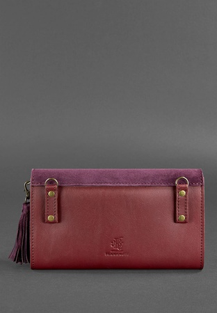 Women&#39;s leather bag Alice burgundy Velor Krast