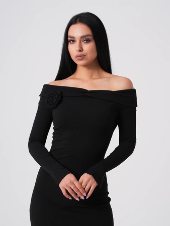 Платье миди со съемной розой