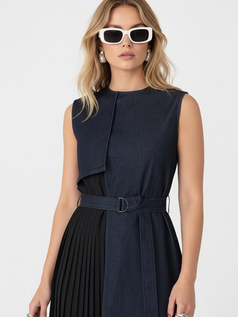 Платье сарафан женский без рукавов джинсовый миди