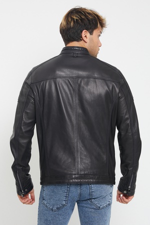 Кожаная куртка мужская - Slim Fit