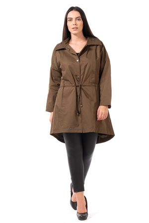 Büyük Beden Beli Büzgülü Parka