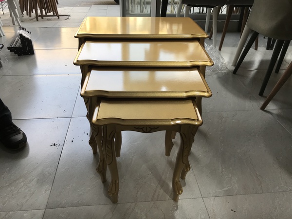 Gold Altın Lake Boyalı 4 Lü Sehpa