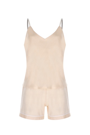 LİNEN - ASKILI ÜST - ŞORT PİJAMA TAKIM - AÇIK SOMON