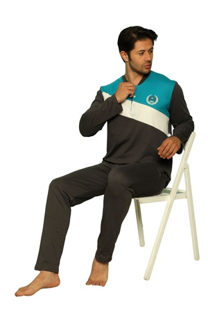 ERKEK PİJAMA TAKIMI - %100 PAMUK - UZUN KOL - DÜĞMELİ