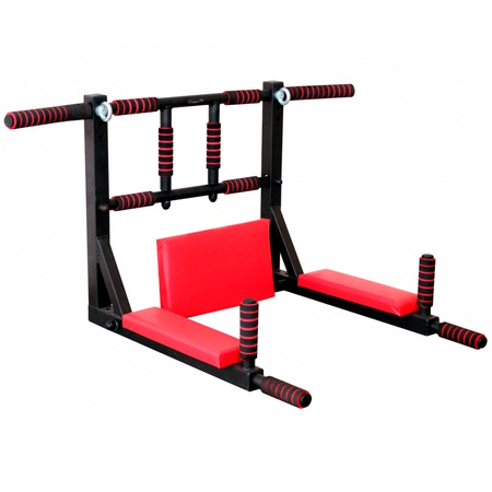 Турник Брусья Пресс 3 в 1 MDL настенный разборный 40х40 усиленный черно-красный