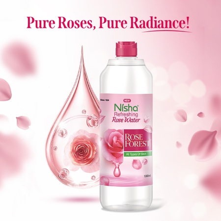 Nisha Refreshing Rose Water For Face 1000ml | Gulab Jal For Face | Skin Toner For Glowing and Hydrating Skin | Makeup Remover| All Skin Types | Face Toner For Women & Men