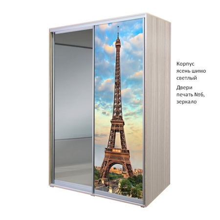 Sliding wardrobe ALEF printing on glass and mirror