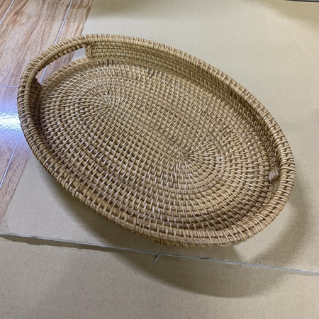 Поднос для сервировки из ротанга, Плетеный поднос для хранения, Поднос для еды
