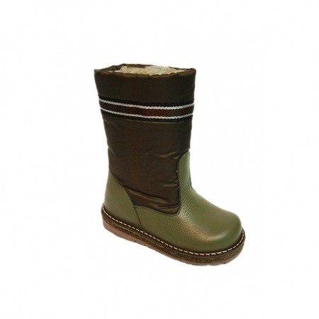 33185 Сапоги дошк кожа болонь шерсть олива кор
