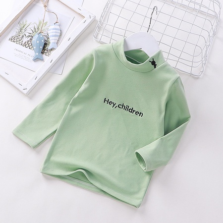 Детская нижняя рубашка I’m happy с длинным рукавом, теплая осенне-зимняя новая детская футболка с высоким воротником, детская одинарная куртка, детская одежда