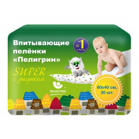 Пелёнки впитывающие детские 60х40 см, 30 шт.
