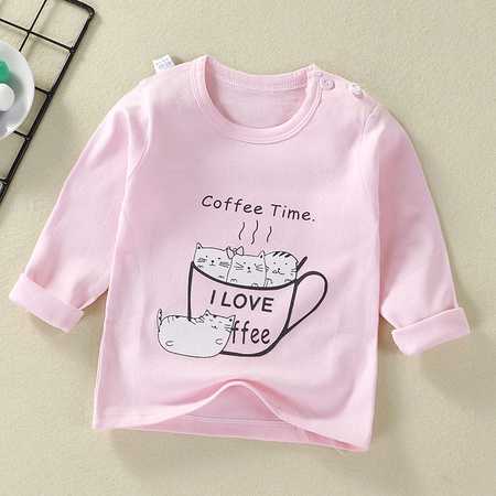 Children's bottoming shirt pure cotton t shirt spring and autumn new baby cartoon top boys and girls single baby long sleeves