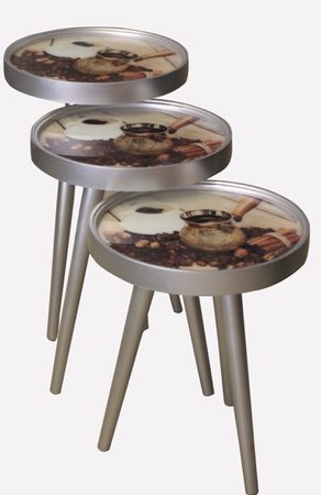 Набор из 3 ретро журнальных столиков из стекла