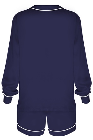 İPEK BAYAN BİYELİ - ŞORTLU PİJAMA TAKIM - LACİVERT
