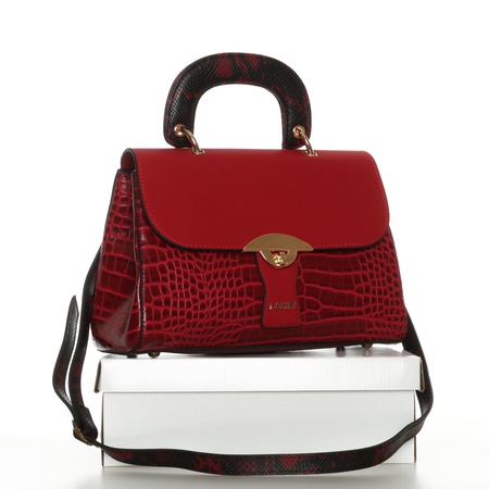 Lamis brand hand and shoulder handbag / imitation leather