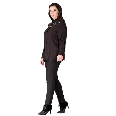 Büyük Beden İnci Detaylı Cotton Gömlek