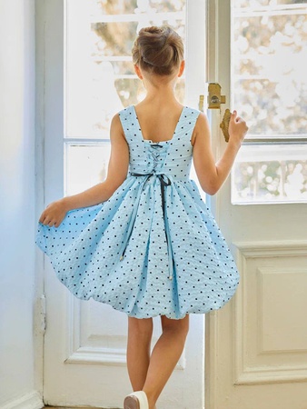 Платье коктейльное в горошек с корсетным лифом и юбкой-бочонок