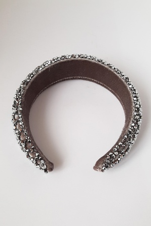 Bijusel El işlemesi Çapraz Kristal Boncuklu Kadife Kalın Taç Gümüş